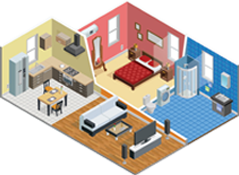 Phối cảnh 3D dàn trang theo từng khu vực