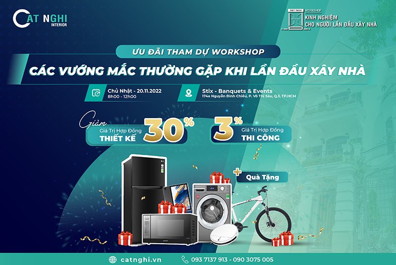ƯU ĐÃI KHI THAM GIA WORKSHOP LẦN THỨ 21 "CÁC VƯỚNG MẮC THƯỜNG GẶP KHI LẦN ĐẦU XÂY NHÀ"